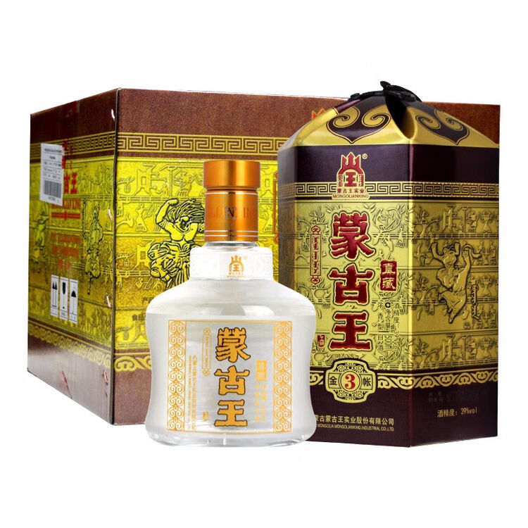 蒙古王浓香型白酒粮食酒整箱装39度天尊包4瓶装500ml4