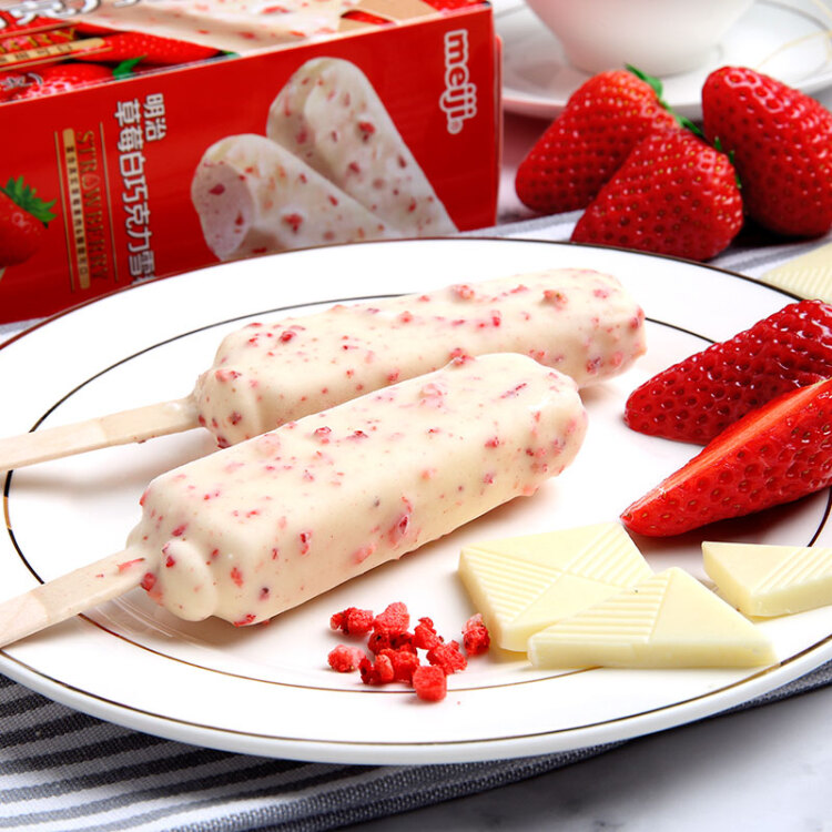 明治（meiji）草莓白巧克力雪糕 40.8g*6支 彩盒装 光明服务菜管家商品 