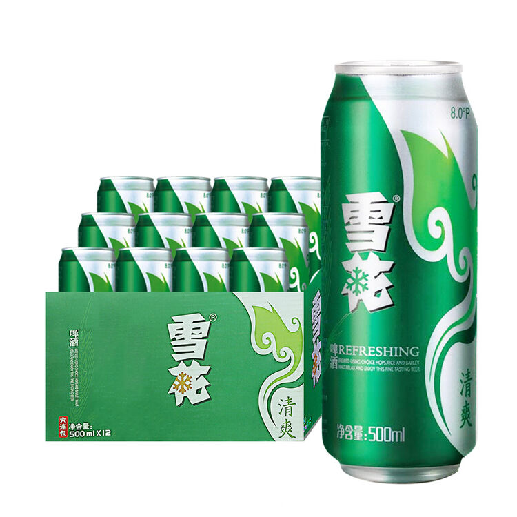 雪花啤酒(snowbeer)8度清爽 500ml*12听 整箱装【图片 价格 品牌 评论
