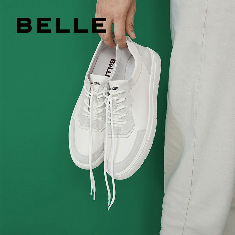 belle/百丽男鞋秋季商场同款板鞋小白鞋休闲鞋运动鞋6by01cm9 白色 43