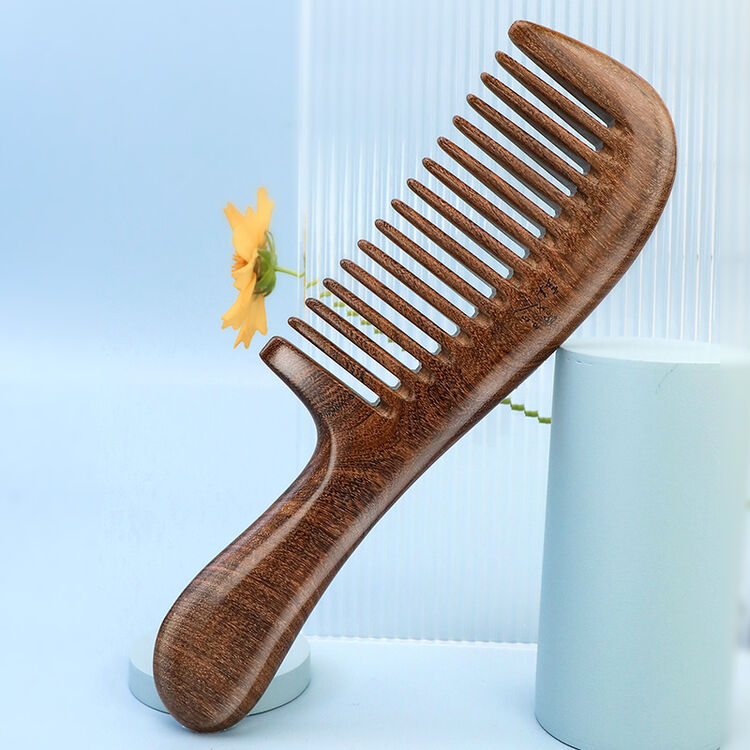 虞美人金丝檀木梳13x整木梳子宽齿情人节礼物送女友送老婆送闺蜜礼盒