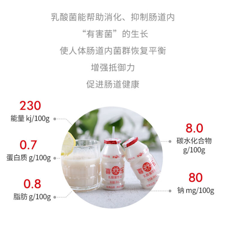 喜乐乳酸菌发酵饮品乳酸含乳儿童饮料95ml*24瓶 光明服务菜管家商品