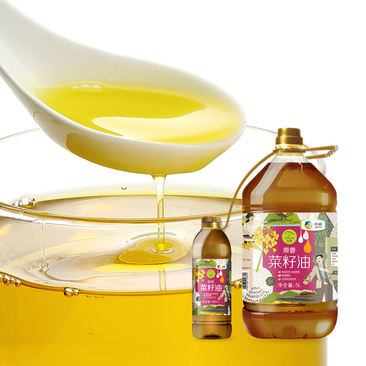初萃【保真菜籽油】中粮原香菜籽油5L+400mL 低芥酸 非转基因食用油 菜管家商品