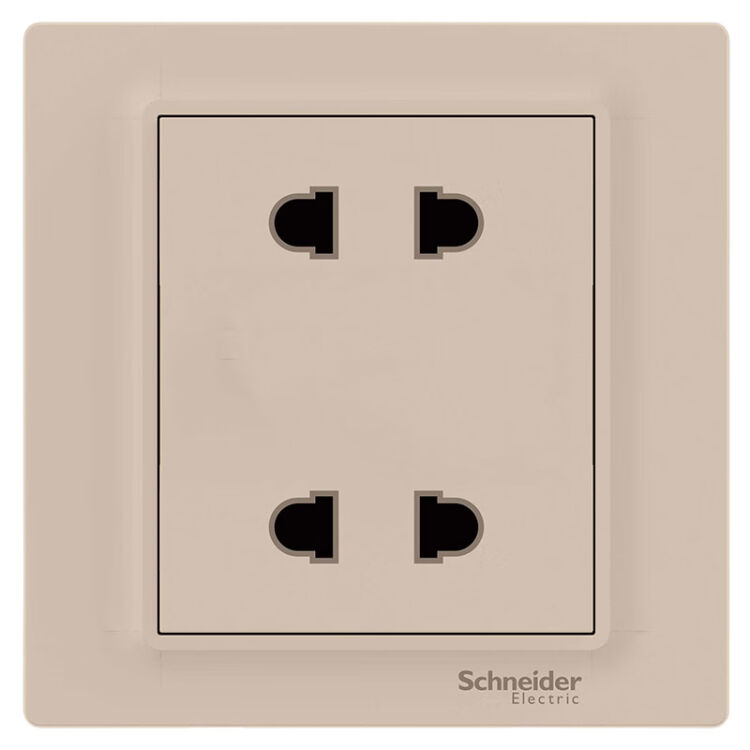 施耐德電氣雙聯二極扁圓插座四孔插座法式美學歆意系列金色a3j426u2w