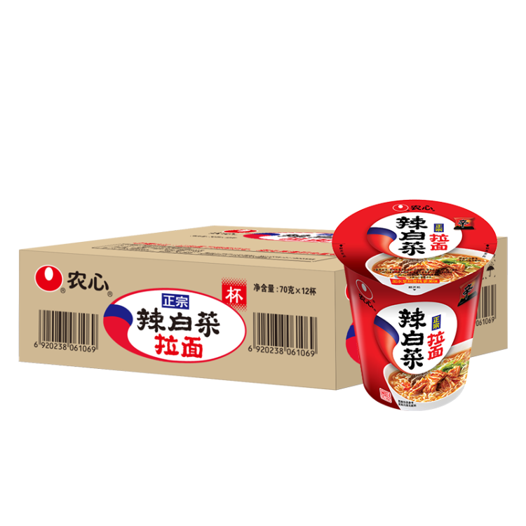 农心（NONGSHIM）辣白菜拉面杯面70g*12杯 整箱 光明服务菜管家商品