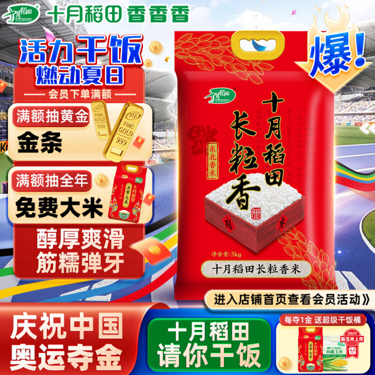 十月稻田 24年新米 长粒香大米 5kg 东北大米 香米 10斤 光明服务菜管家商品