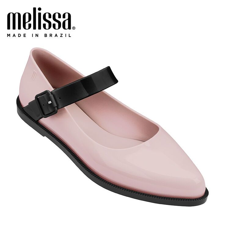 melissamaryjane复古尖头平底单鞋女鞋果冻鞋32333粉色黑色36码