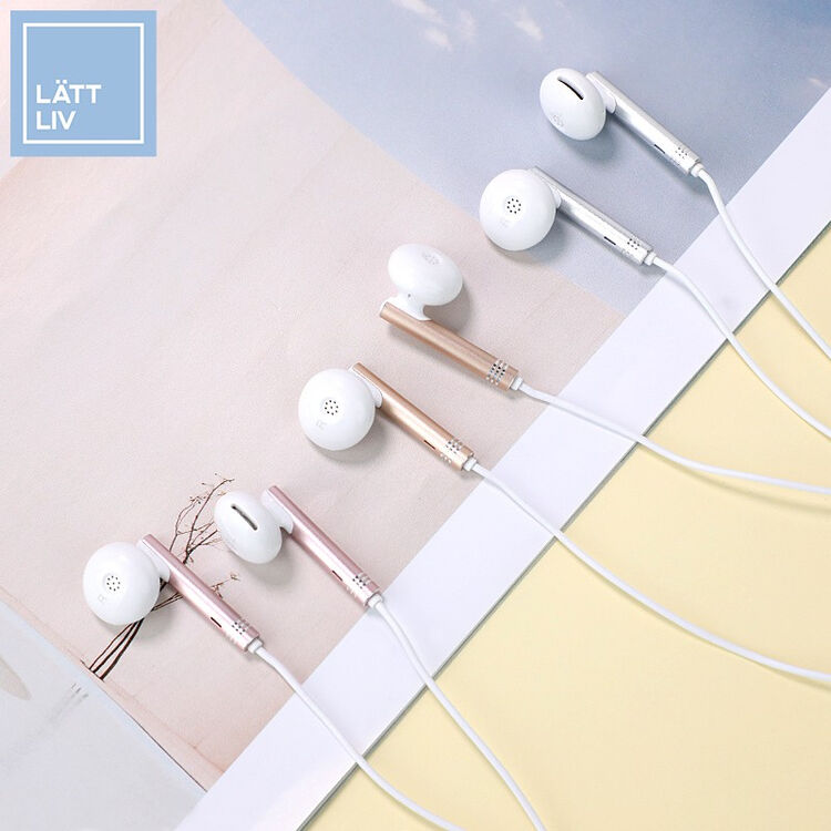 lattliv生活无忧精致线控带麦半入耳式耳机高音质智能通话音乐耳机