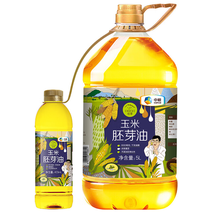 初萃 中粮玉米胚芽油5L+400mL 非转基因 食用油 一级 物理压榨 菜管家商品