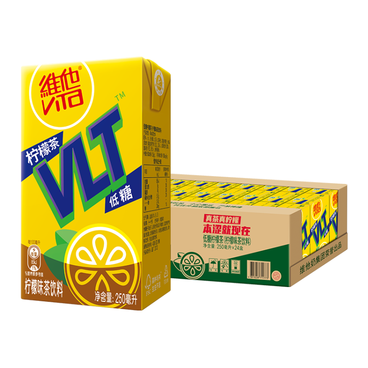 維他奶維他低糖檸檬味茶飲料250ml*24盒 低糖檸檬茶家庭聚會(huì) 分享裝 菜管家商品