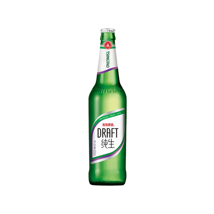 青島啤酒（TsingTao）純生8度600ml*12瓶 整箱 新老包裝隨機(jī)發(fā)貨 菜管家商品