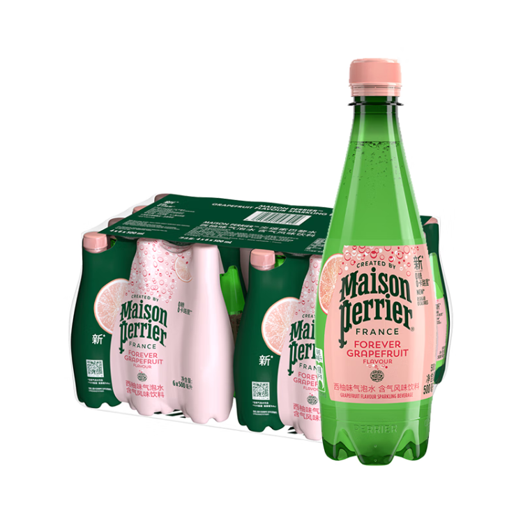 Perrier氼頌家巴黎水 法國進(jìn)口氣泡水 西柚味天然礦泉水500ml*24瓶	 菜管家商品