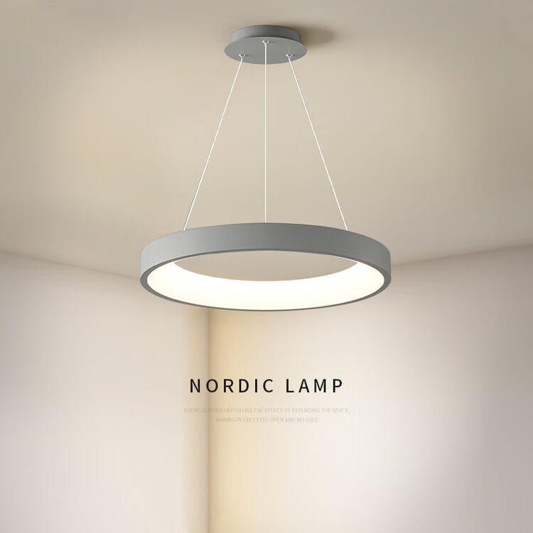 芙馨 现代简约led吊灯餐厅灯大灯极简创意卧室房间灯2022新款设计餐桌吧台灯具 砂灰50CM三色变光【图片 价格 品牌 评论】-京东