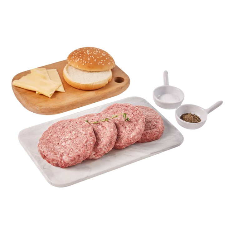天譜樂食國產牛肉餅400g(4片*100g) 谷飼牛肉 冷凍 西式早餐餅漢堡純肉餅