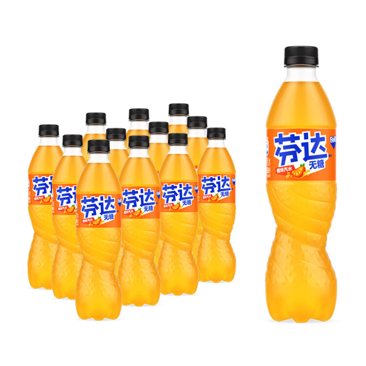 可口可乐（Coca-Cola）芬达 Fanta 无糖零卡橙味汽水饮料500ml*12瓶 整箱装 菜管家商品 商品图