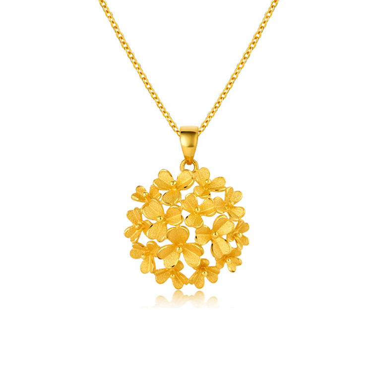 乐灵珠宝 黄金吊坠女 3d硬金999足金浪漫花朵挂坠xyzp004【图片 价格