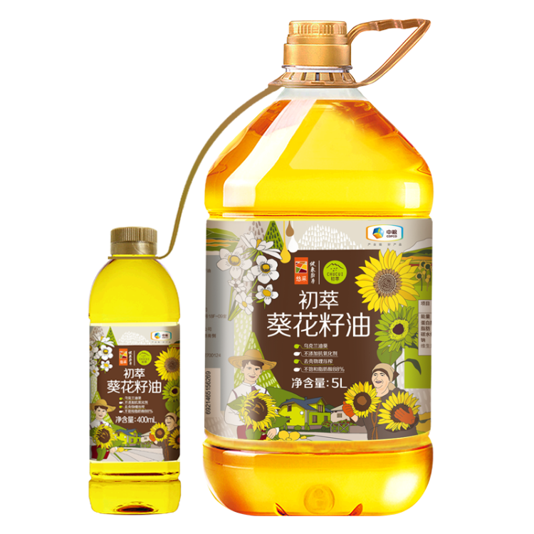 初萃 中粮葵花籽油5L+400mL 一级 物理压榨 充氮保鲜 食用油 菜管家商品 商品图