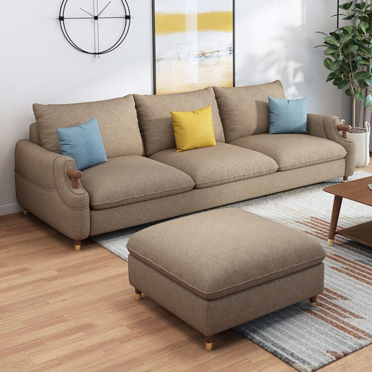 小户型北欧三人位沙发组合 现代简约可拆洗布艺沙发 afl