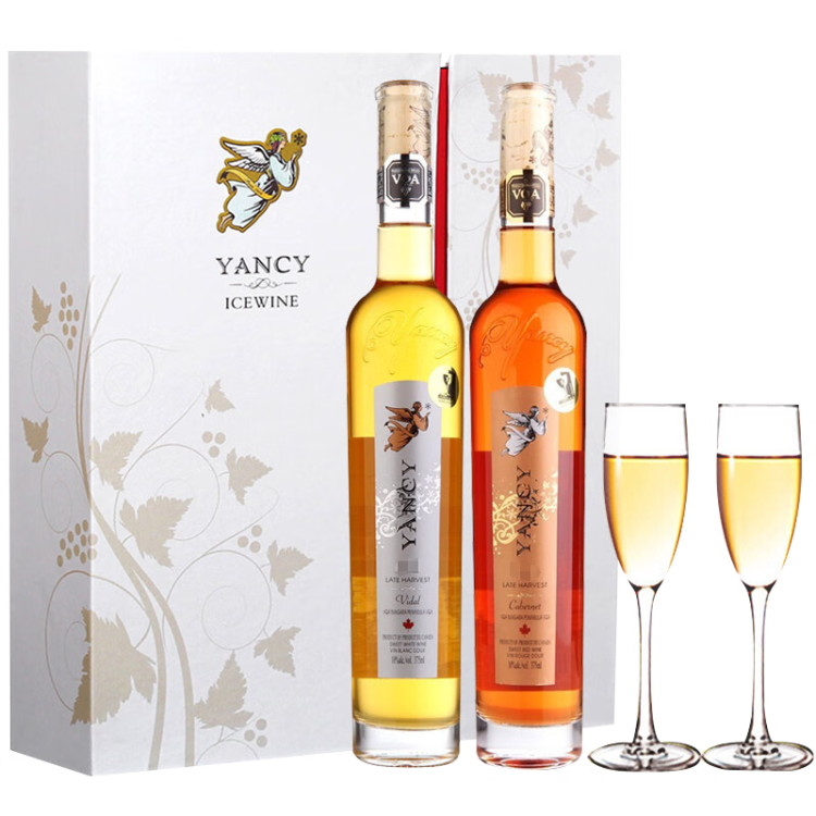 云惜（Yancy Icewine）加拿大冰酒酒庄 晚收甜葡萄酒375ml*2瓶双支礼盒装 光明服务菜管家商品 