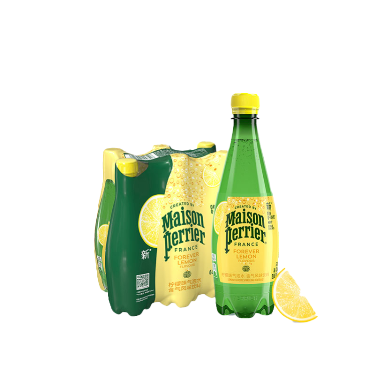 Perrier氼颂家巴黎水 法国进口气泡水 柠檬味天然矿泉水500ml*6瓶	 菜管家商品