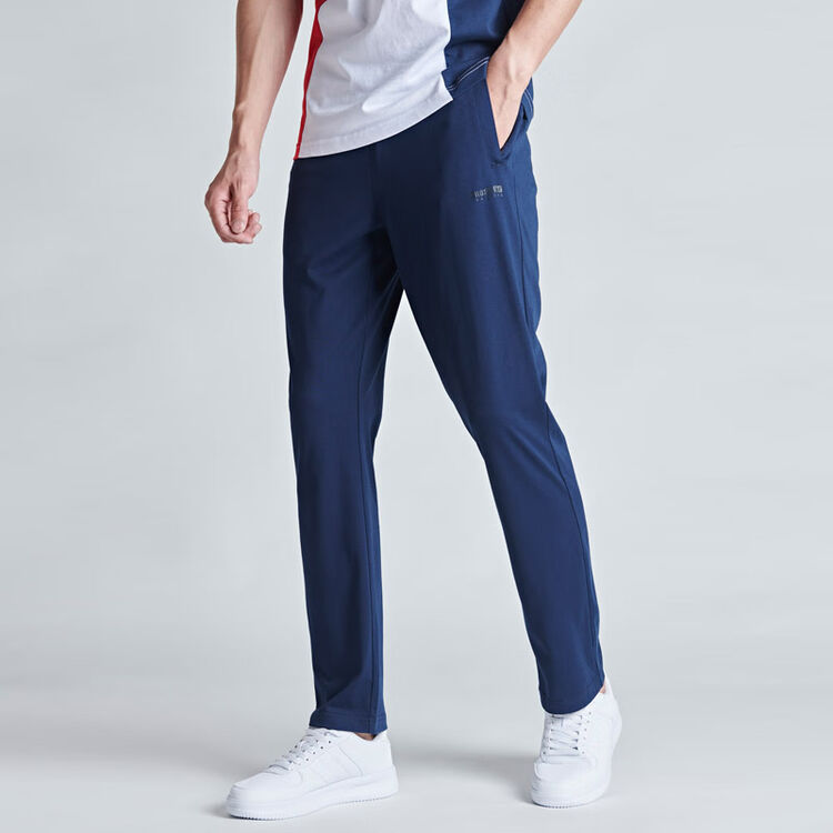361度男裤夏季运动长裤纯色潮流运动直筒裤男深墨蓝xl