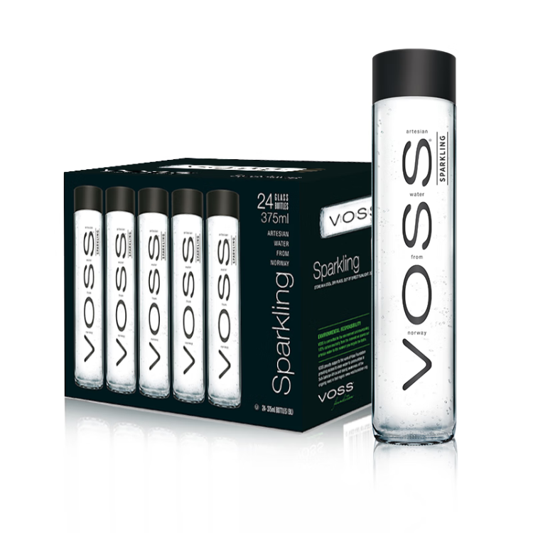 芙丝（VOSS）挪威原装进口 苏打水气泡水(含气) 375ml*24瓶(玻璃瓶) 聚会聚餐 光明服务菜管家商品