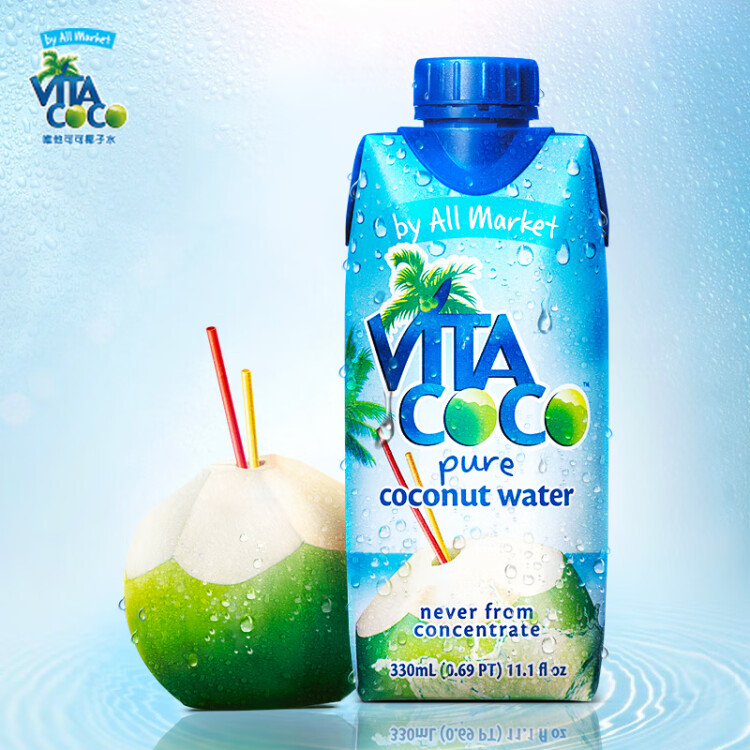 唯他可可（Vita Coco）椰子水椰汁饮料年货 低糖低卡富含电解质 原装进口果汁330ml*12瓶 菜管家商品 商品图
