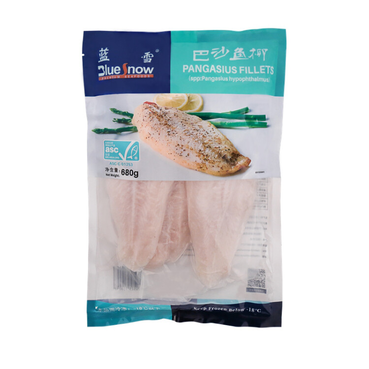 蓝雪 冷冻巴沙鱼片ASC认证680g 3片袋装 去刺去骨 火锅食材海鲜水产 光明服务菜管家商品 