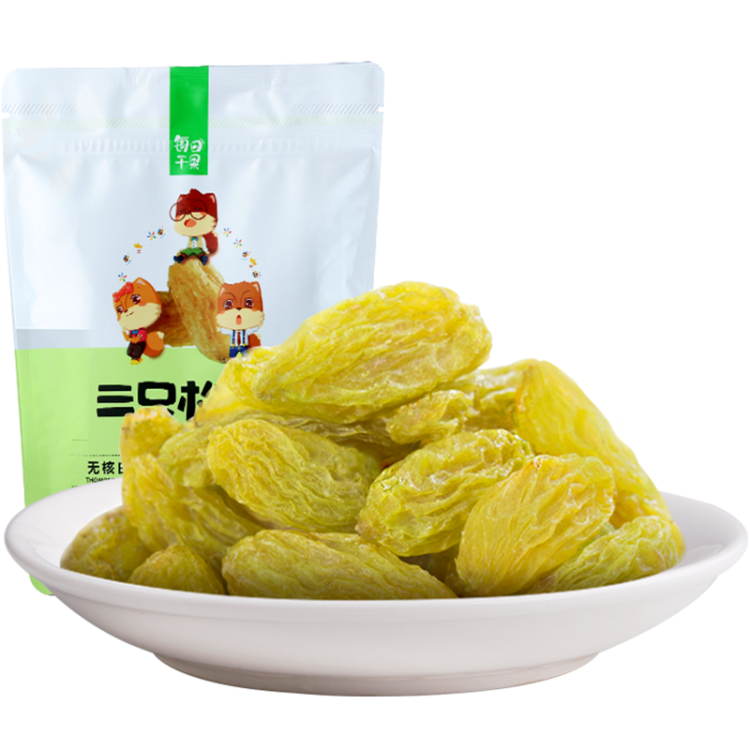 三只松鼠无核白葡萄干120g/袋 蜜饯果干休闲零食新疆特产提子干 菜管家商品