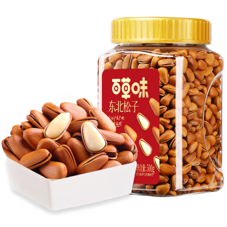 百草味 東北松子500g 堅(jiān)果量販?zhǔn)謩冮_口原味干果每日?qǐng)?jiān)果禮物送禮 光明服務(wù)菜管家商品