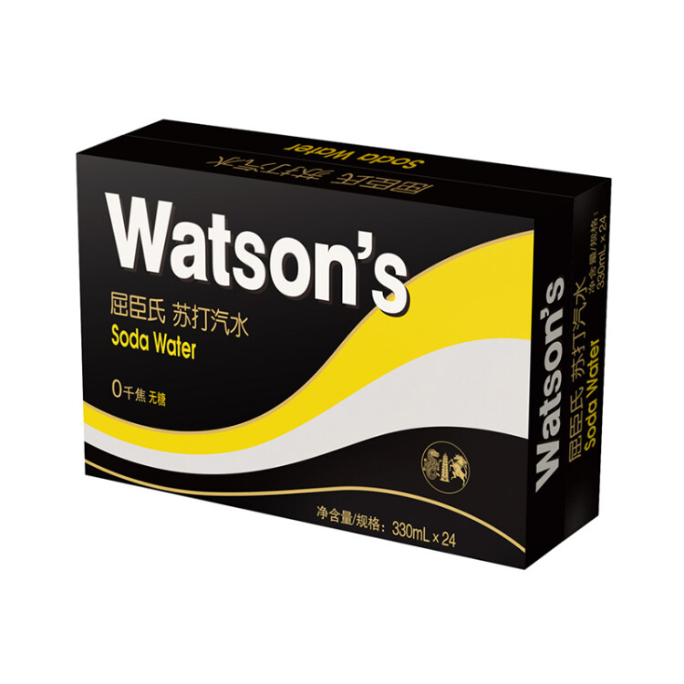 屈臣氏（Watsons）原味無(wú)糖蘇打水0糖0卡0脂汽水飲料健康330mL*24罐整箱裝 光明服務(wù)菜管家商品