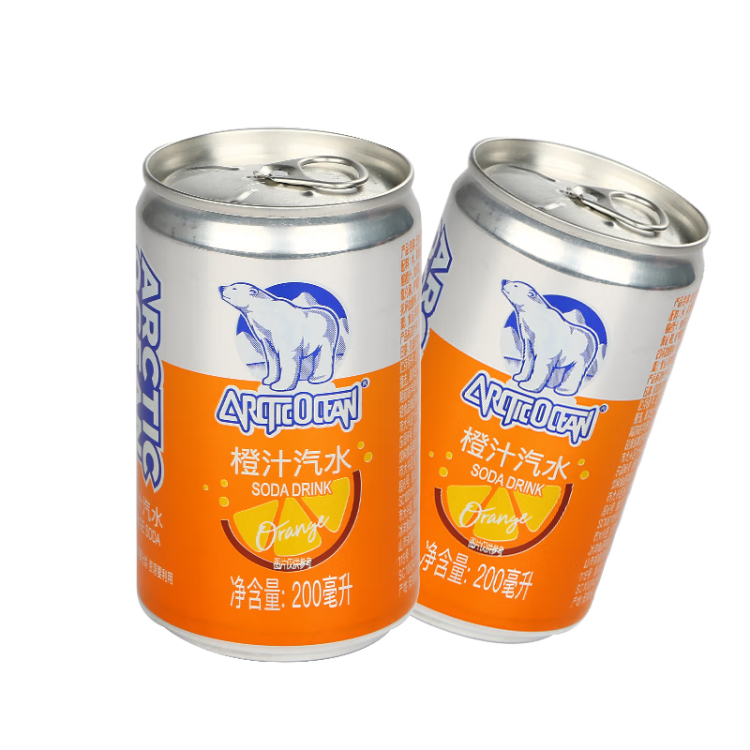 北冰洋 橙汁汽水迷你罐200ml*24罐 mini果汁碳酸饮料整箱 菜管家商品