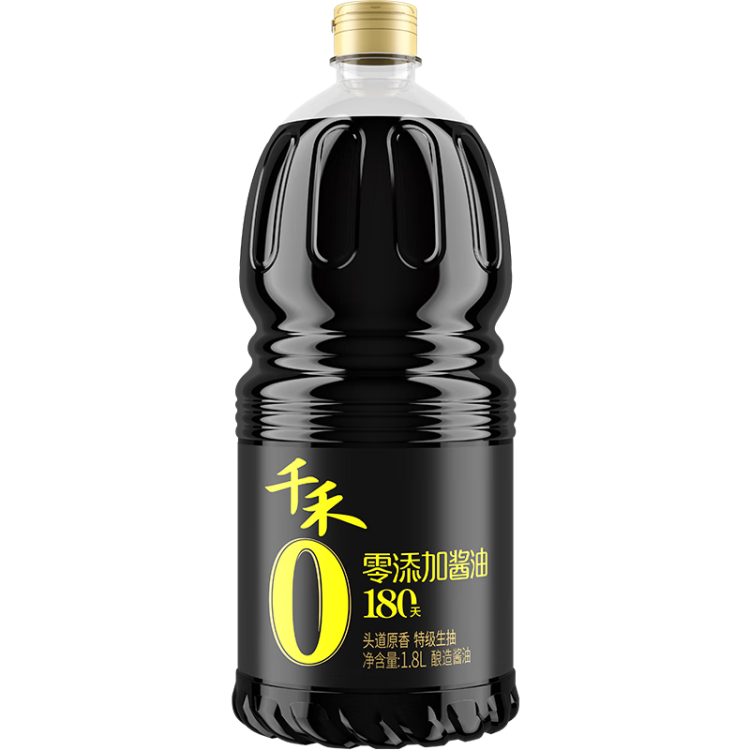 千禾零添加 180天醬油 1.8L【0添加特級(jí)生抽】釀造家用大桶調(diào)料 光明服務(wù)菜管家商品