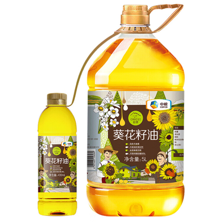 初萃 中粮葵花籽油5L+400mL 一级 物理压榨 充氮保鲜 食用油 菜管家商品 商品图
