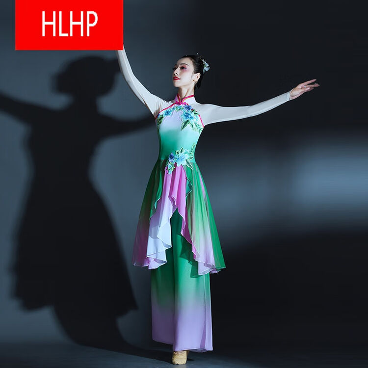 HLHP品牌甄选古典舞演出服女飘逸中国风咏荷独舞扇子舞蹈服装现代舞伞舞表演服 图片色 S【图片 价格 品牌 评论】-京东