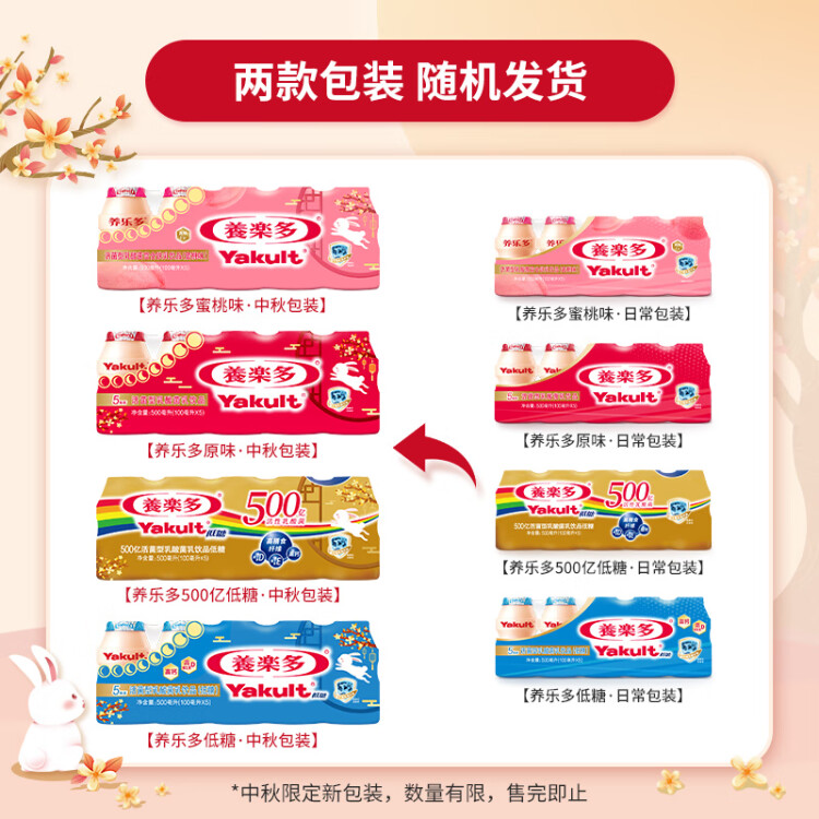 養(yǎng)樂多活菌型乳酸菌乳飲品100ml*5瓶原味低溫乳酸菌飲料3件起售 光明服務(wù)菜管家商品