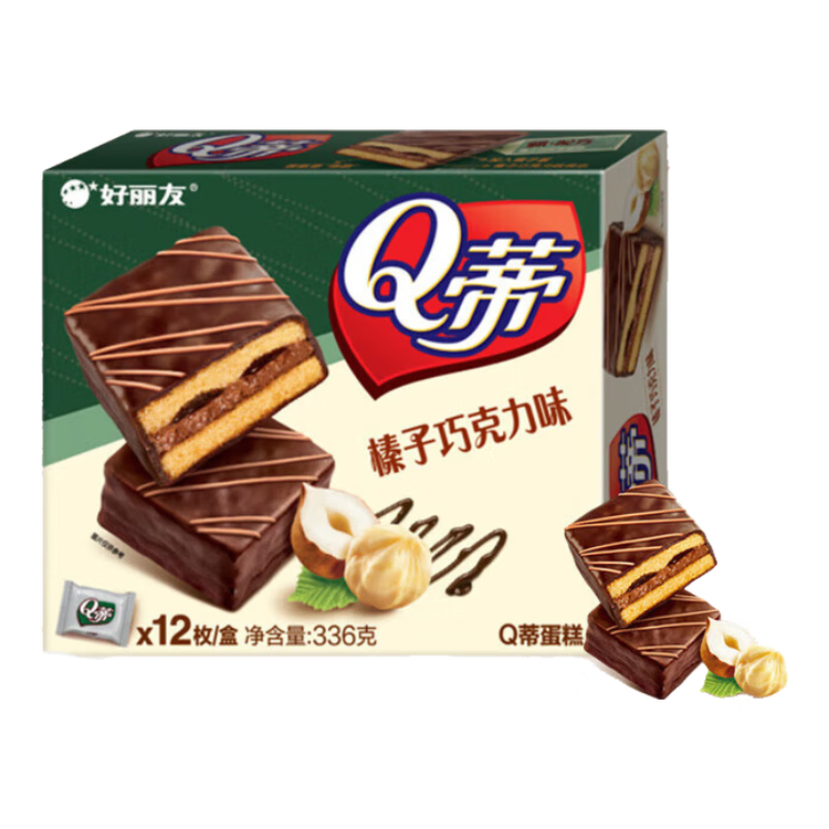 好丽友（orion）Q蒂榛子巧克力味12枚336g 夹心面包蛋糕早餐面包点心休闲零食解馋 菜管家商品