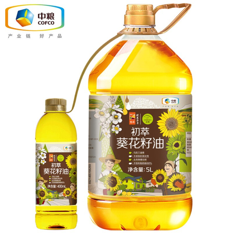初萃 中粮葵花籽油5L+400mL 一级 物理压榨 充氮保鲜 食用油 菜管家商品 商品图