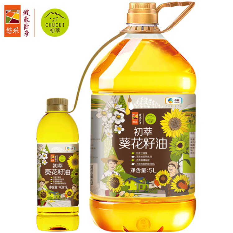 初萃 中粮葵花籽油5L+400mL 一级 物理压榨 充氮保鲜 食用油 菜管家商品 商品图