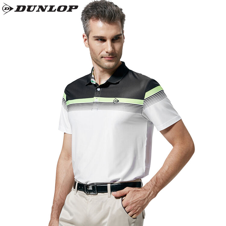 英国dunlop正品高尔夫polo衫男款运动t恤短袖排汗吸湿速干服装 条纹绿