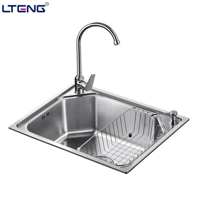 蓝藤卫浴 单槽水槽套装 304不锈钢水槽 一体成型单槽套装带龙头 lt