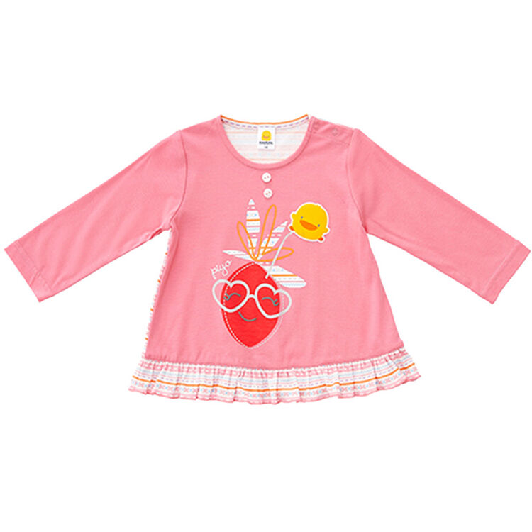 黄色小鸭(piyopiyo)女童春夏季抽折长袖上衣2614500 中粉 1岁
