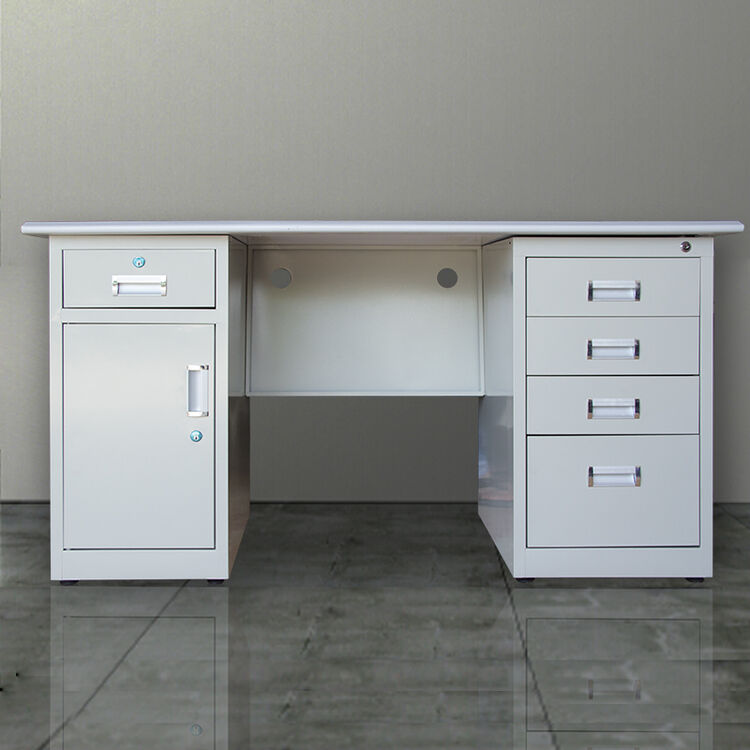 办公虎 五斗一门办公桌钢制电脑桌工作台电脑写字台带锁 五斗一门(不