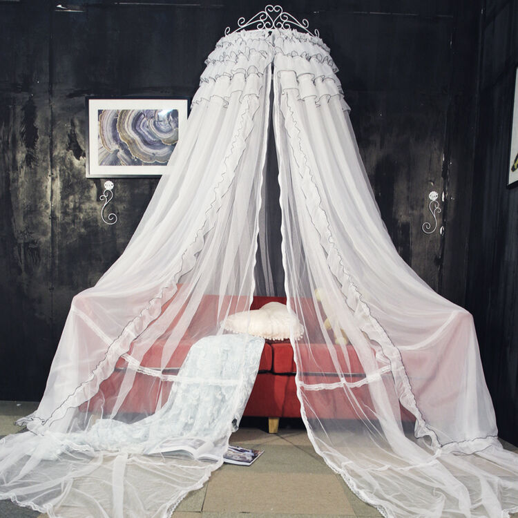 欧式宫廷蚊帐白色公主纱帐纱幔加厚宫廷床幔双层韩版双人床帘 新双层
