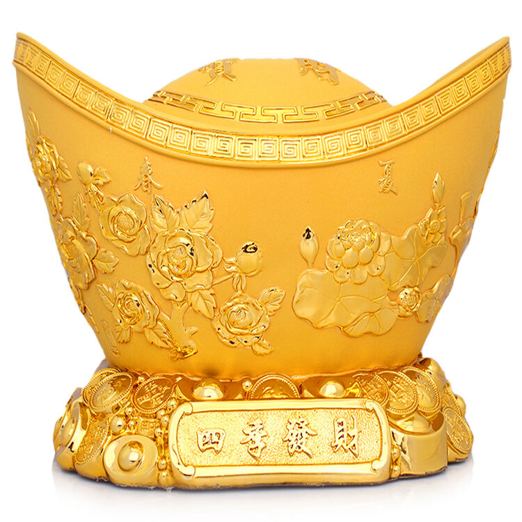 鑫大华威 绒沙金聚宝盆 存钱罐 金元宝摆件 元宝工艺品 小号恭喜发财