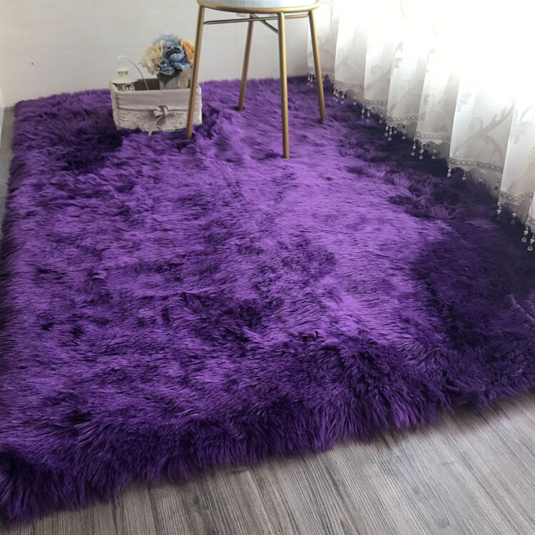 床边毯客厅地垫仿羊毛拍照毯房间长方形地毯飘窗垫长毛绒家用 紫色 80