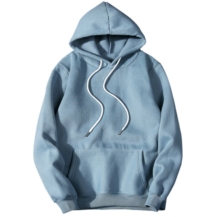 glo-story卫衣 休闲简约风纯色青年长袖拉绒卫衣lwy748057水蓝(拉绒)m