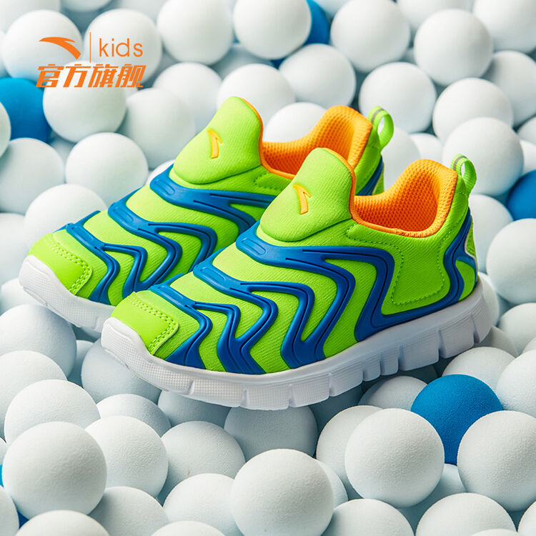 安踏儿童运动鞋 新款男女小童毛毛虫套脚跑鞋小童学步鞋(加绒新款)a3