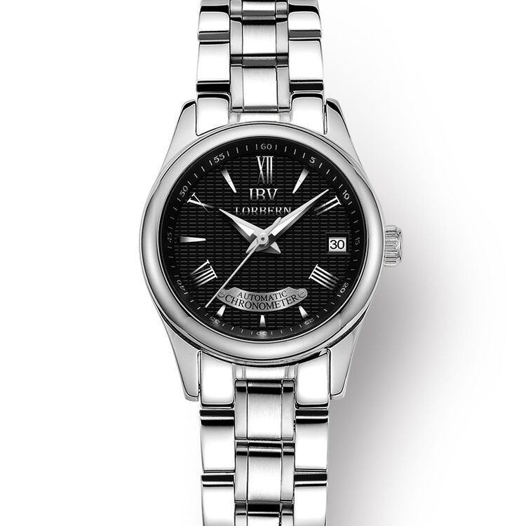 路宝(ibv)女士手表 全自动机械表 精钢表带 夜光防水商务女表 8665 银