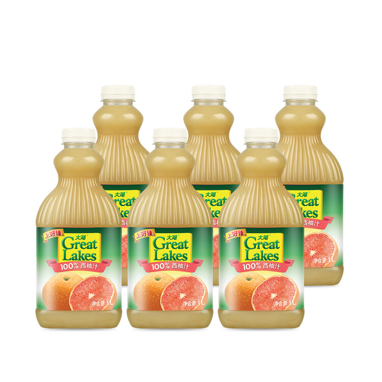 大湖 上好佳great lakes100%西柚汁纯果汁饮品1l*6瓶